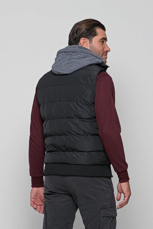 Ανδρικό Αμάνικο Μπουφάν Στενή Γραμμή Μαύρο