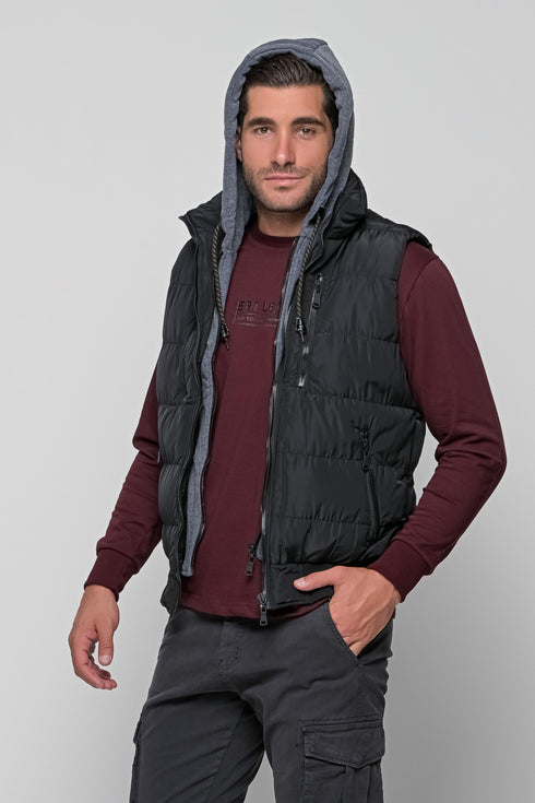 Ανδρικό Αμάνικο Μπουφάν Στενή Γραμμή Μαύρο