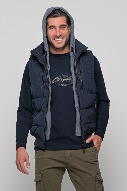 Ανδρικό Αμάνικο Μπουφάν Στενή Γραμμή Μπλε