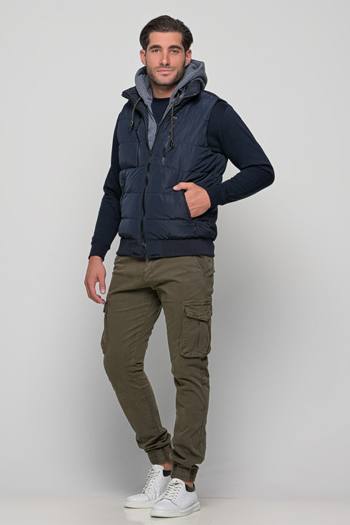 Ανδρικό Αμάνικο Μπουφάν Στενή Γραμμή Μπλε