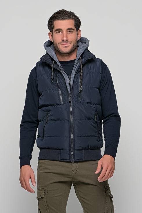 Ανδρικό Αμάνικο Μπουφάν Στενή Γραμμή Μπλε