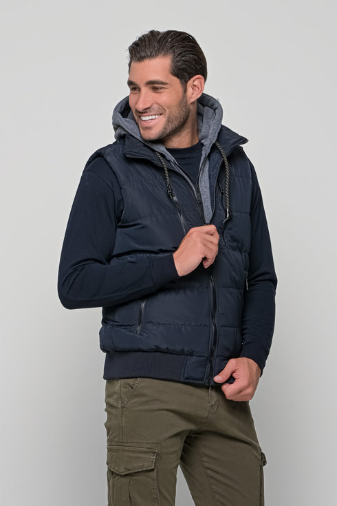 Ανδρικό Αμάνικο Μπουφάν Στενή Γραμμή Μπλε