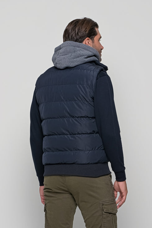 Ανδρικό Αμάνικο Μπουφάν Στενή Γραμμή Μπλε