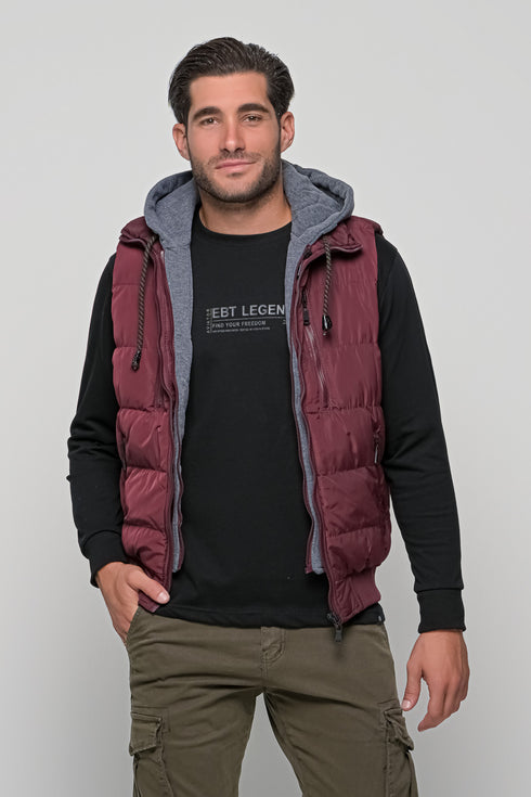 Ανδρικό Αμάνικο Μπουφάν Στενή Γραμμή Μπορντό