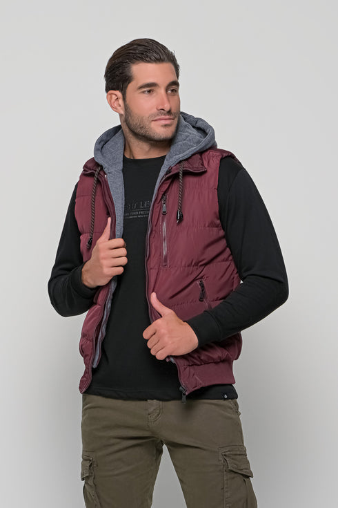 Ανδρικό Αμάνικο Μπουφάν Στενή Γραμμή Μπορντό