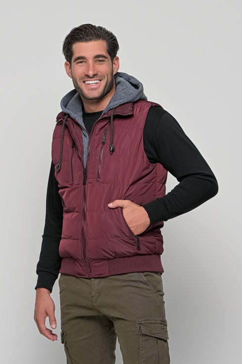 Ανδρικό Αμάνικο Μπουφάν Στενή Γραμμή Μπορντό