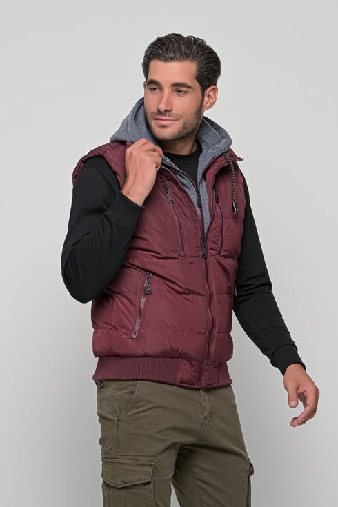Ανδρικό Αμάνικο Μπουφάν Στενή Γραμμή Μπορντό