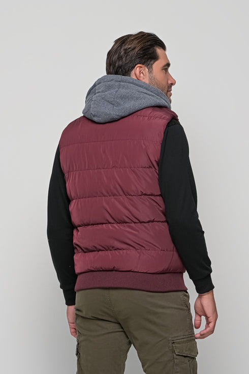Ανδρικό Αμάνικο Μπουφάν Στενή Γραμμή Μπορντό