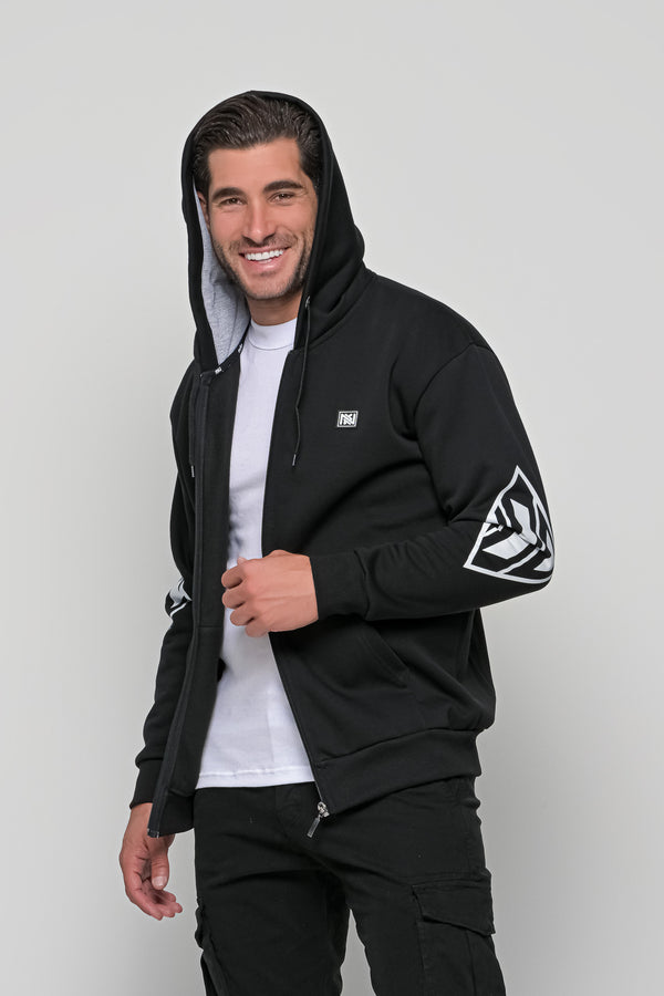 Ανδρική Ζακέτα Φούτερ με Κουκούλα Μαύρο NDC