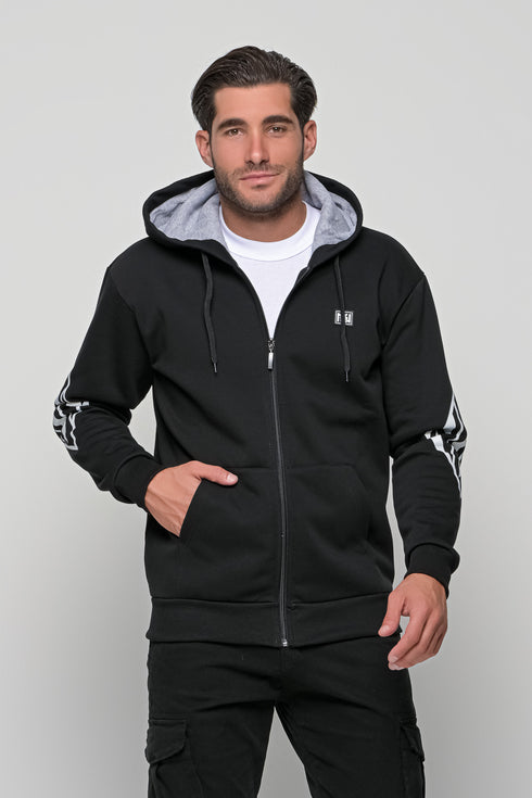 Ανδρική Ζακέτα Φούτερ με Κουκούλα Μαύρο NDC