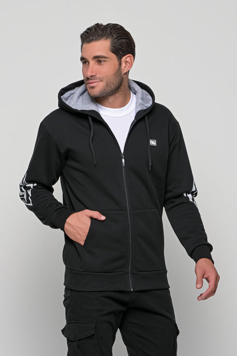Ανδρική Ζακέτα Φούτερ με Κουκούλα Μαύρο NDC
