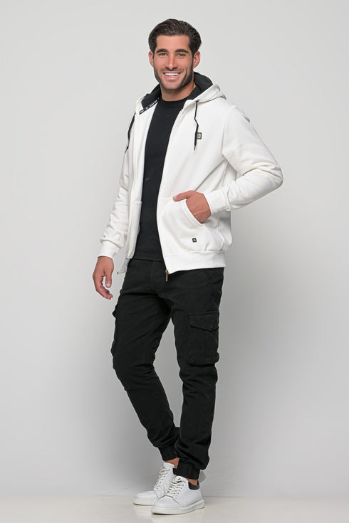 Ανδρική Ζακέτα Φούτερ Χρώμα Λευκό Everbest