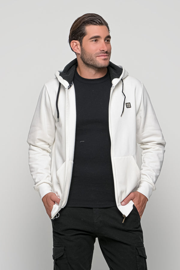 Ανδρική Ζακέτα Φούτερ Χρώμα Λευκό Everbest