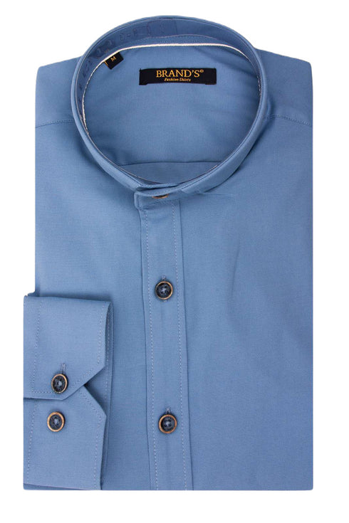Ανδρικό Πουκάμισο Στενή Γραμμή με Μάο Γιακά Μπλε Brand's