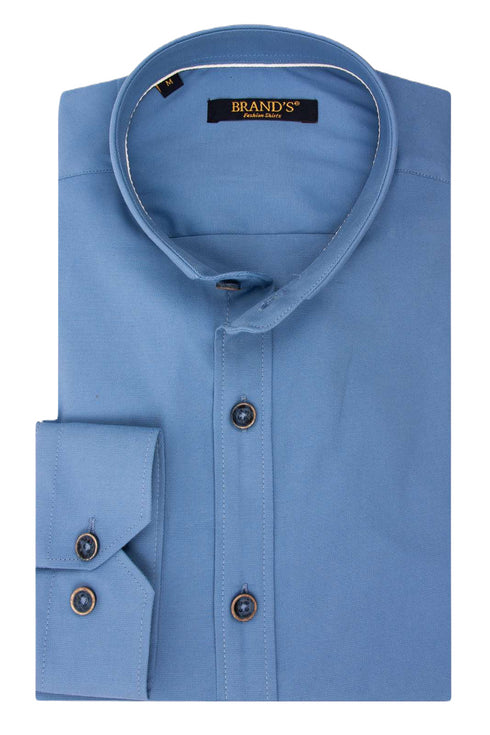 Ανδρικό Πουκάμισο Στενή Γραμμή με Μάο Γιακά Μπλε Brand's