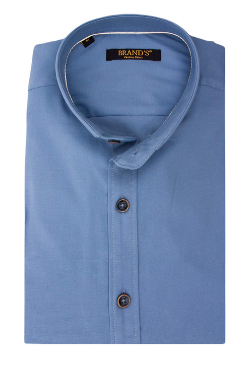 Ανδρικό Πουκάμισο Στενή Γραμμή με Μάο Γιακά Μπλε Brand's