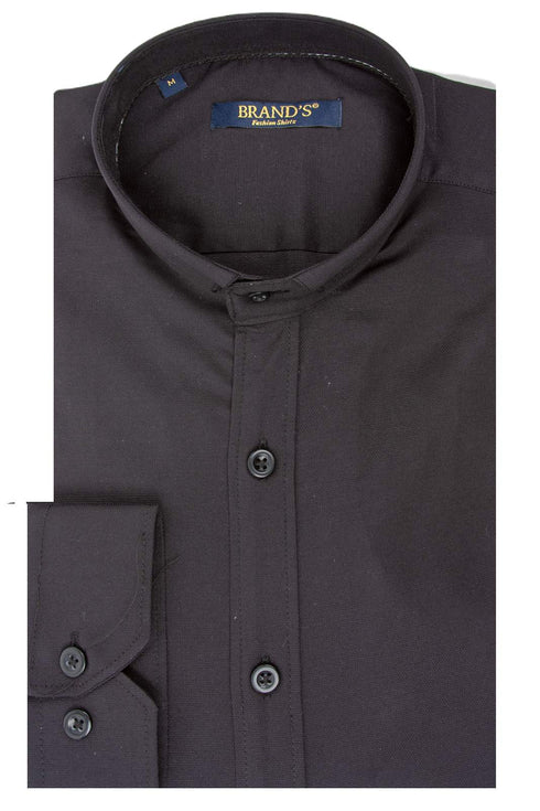 Ανδρικό Πουκάμισο Στενή Γραμμή με Μάο Γιακά Μαύρο Brand's