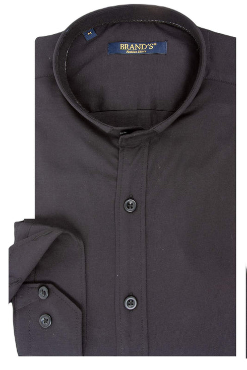 Ανδρικό Πουκάμισο Στενή Γραμμή με Μάο Γιακά Μαύρο Brand's