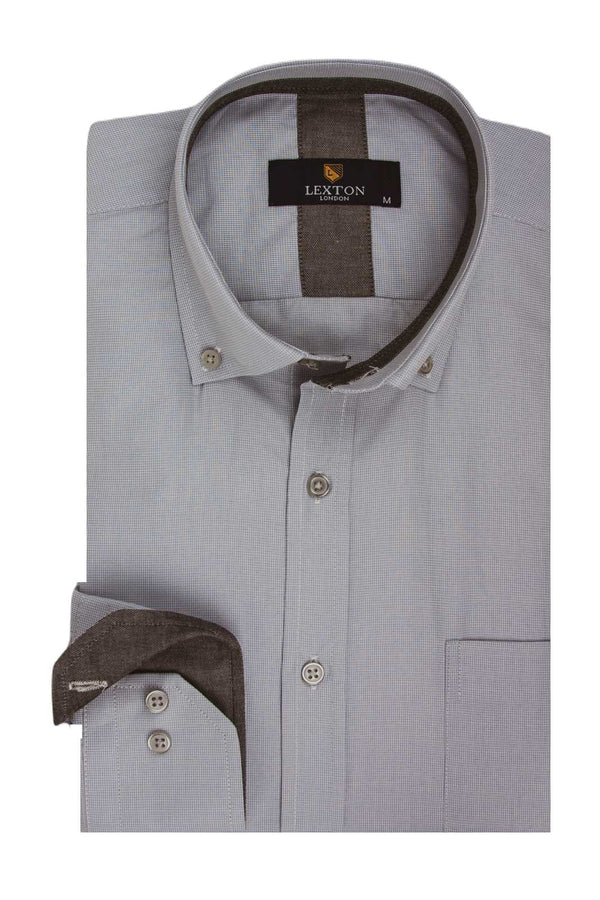 Ανδρικό Μακρυμάνικο Πουκάμισο Γκρι Πάγου Lexton