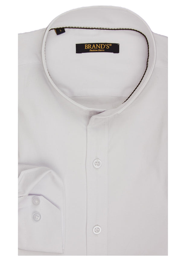 Ανδρικό Πουκάμισο Στενή Γραμμή με Μάο Γιακά Λευκό Brand's