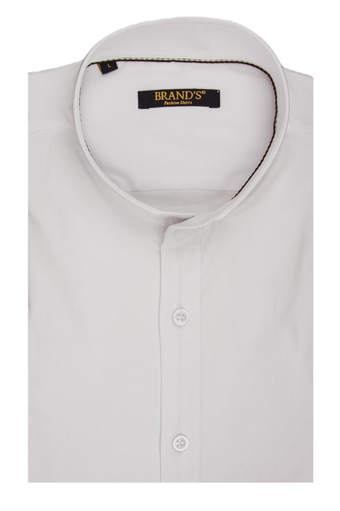 Ανδρικό Πουκάμισο Στενή Γραμμή με Μάο Γιακά Λευκό Brand's