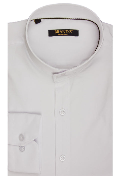Ανδρικό Πουκάμισο Στενή Γραμμή με Μάο Γιακά Λευκό Brand's