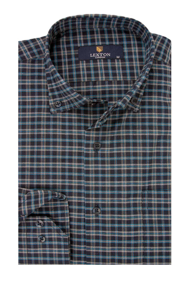 Ανδρικό Πουκάμισο Μπλε-Γκρι Καρό Lexton