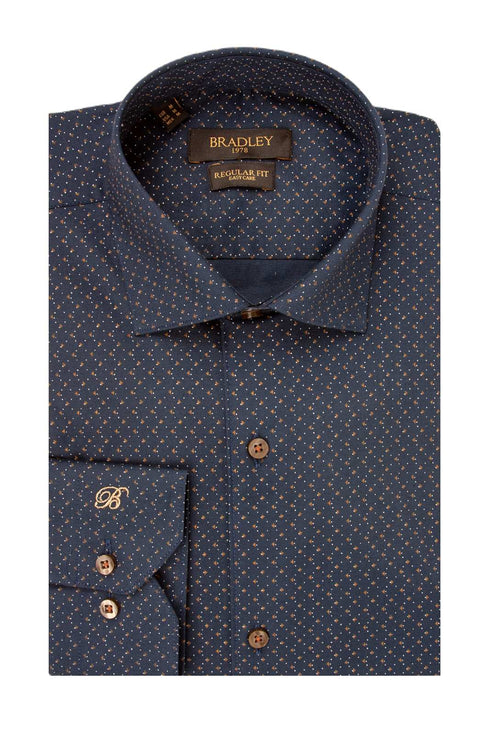 Ανδρικό Πουκάμισο Μπλε με Μικροσχέδιο Ταμπά Bradley