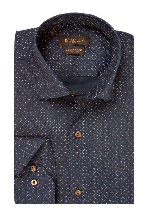 Ανδρικό Πουκάμισο Μπλε με Μικροσχέδιο Ταμπά Bradley