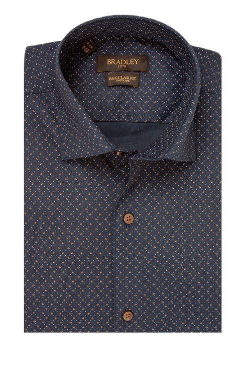 Ανδρικό Πουκάμισο Μπλε με Μικροσχέδιο Ταμπά Bradley