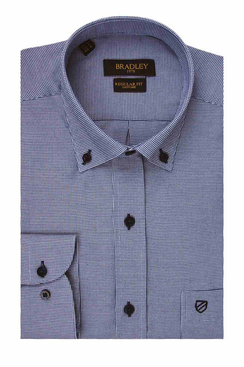 Ανδρικό Πουκάμισο Μπλε Πτι Καρό Bradley