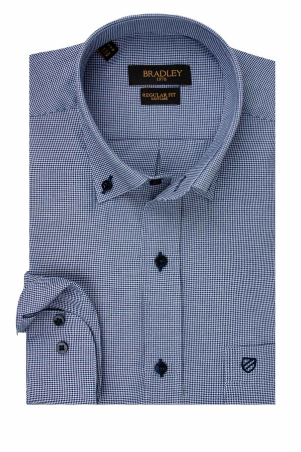 Ανδρικό Πουκάμισο Μπλε Πτι Καρό Bradley