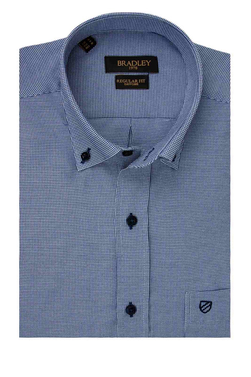 Ανδρικό Πουκάμισο Μπλε Πτι Καρό Bradley