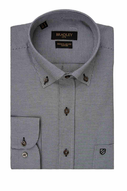 Ανδρικό Πουκάμισο Γκρι Πτι Καρό Bradley