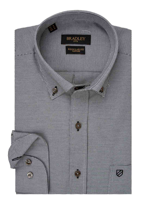 Ανδρικό Πουκάμισο Γκρι Πτι Καρό Bradley