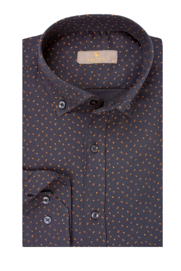 Ανδρικό Πουκάμισο Μπλε με Ταμπά Μικροσχέδιο Lexton