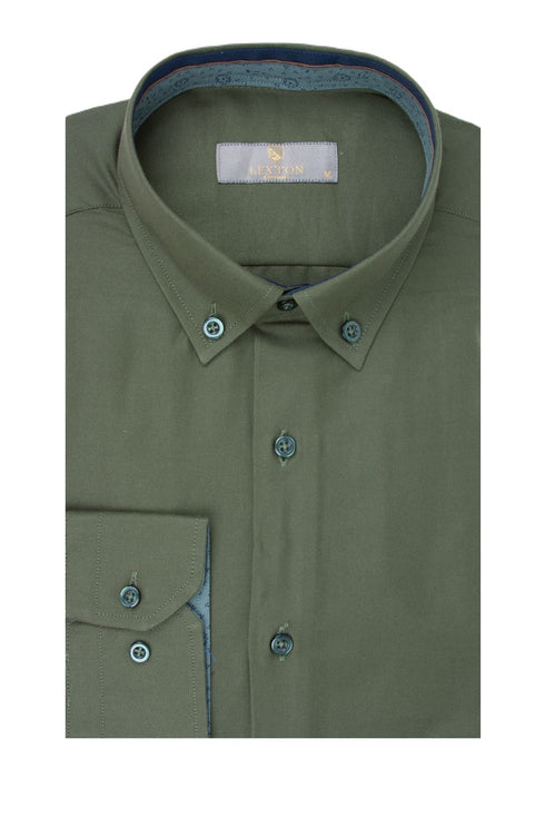 Ανδρικό Πουκάμισο Χρώμα Λαδί Lexton