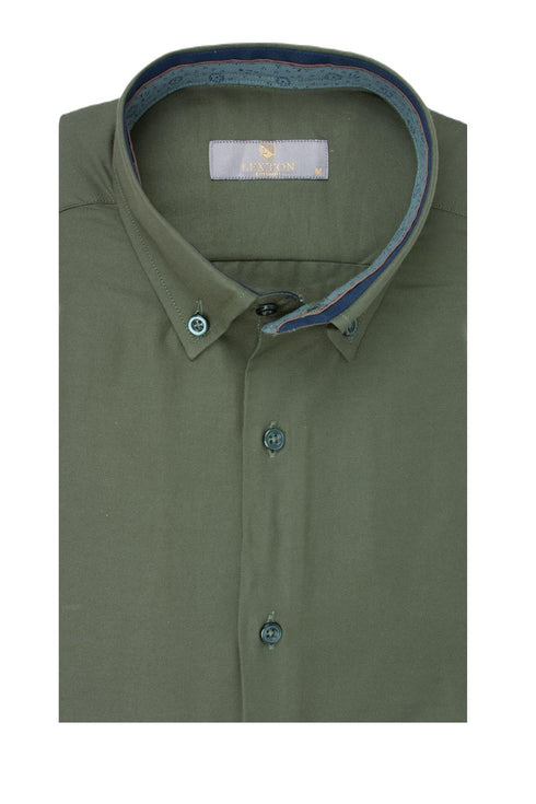 Ανδρικό Πουκάμισο Χρώμα Λαδί Lexton