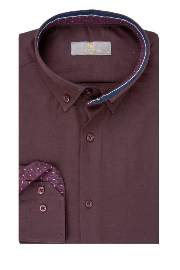 Ανδρικό Πουκάμισο Χρώμα Μπορντό Lexton