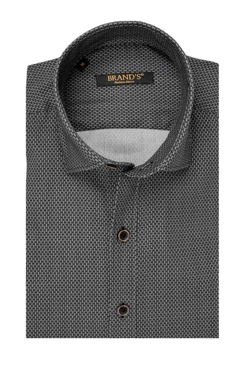 Ανδρικό Πουκάμισο Στενή Γραμμή Γκρι Σκούρο Σχεδιαστό Brand's