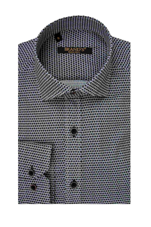 Ανδρικό Πουκάμισο Στενή Γραμμή Γκρι-Μαύρο Σχεδιαστό Brand's