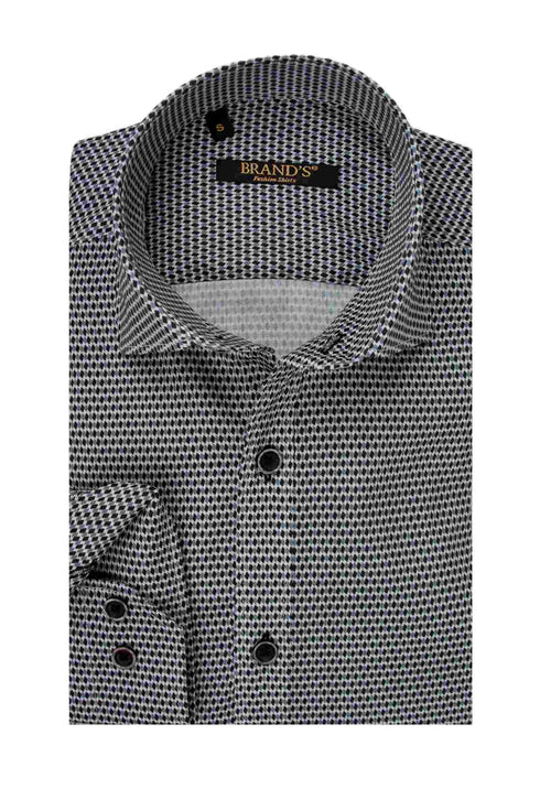 Ανδρικό Πουκάμισο Στενή Γραμμή Γκρι-Μαύρο Σχεδιαστό Brand's