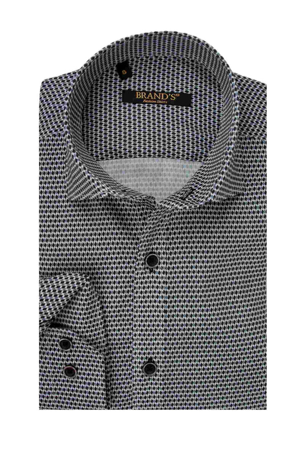 Ανδρικό Πουκάμισο Στενή Γραμμή Γκρι-Μαύρο Σχεδιαστό Brand's