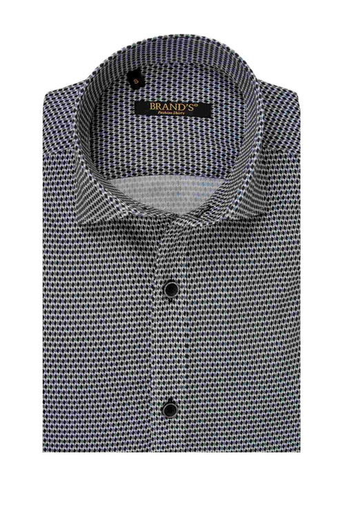 Ανδρικό Πουκάμισο Στενή Γραμμή Γκρι-Μαύρο Σχεδιαστό Brand's