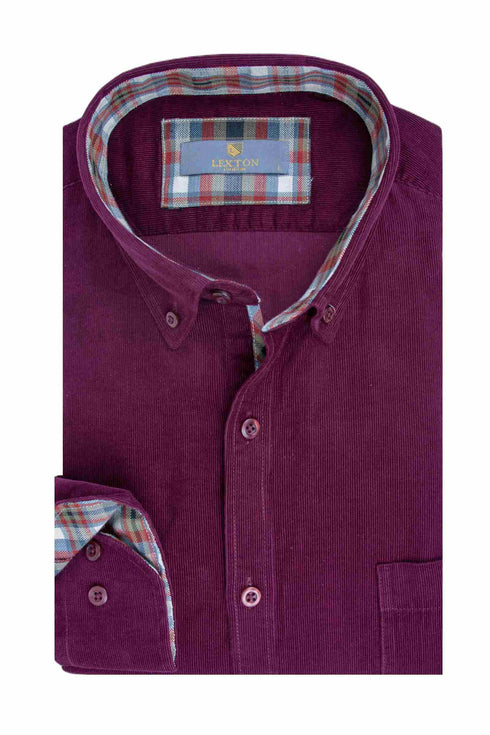 Ανδρικό Πουκάμισο Κοτλέ Μπορντό Lexton