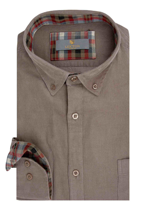 Ανδρικό Πουκάμισο Κοτλέ Μπεζ Lexton