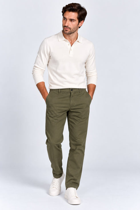 Ανδρικό Παντελόνι Chino σε Regular Fit Χακί Marcus