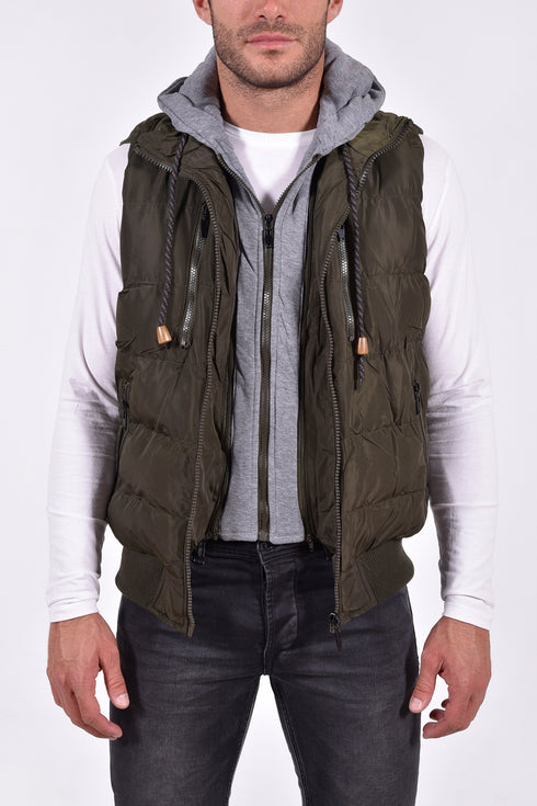 Ανδρικό Αμάνικο Μπουφάν Στενή Γραμμή Λαδί