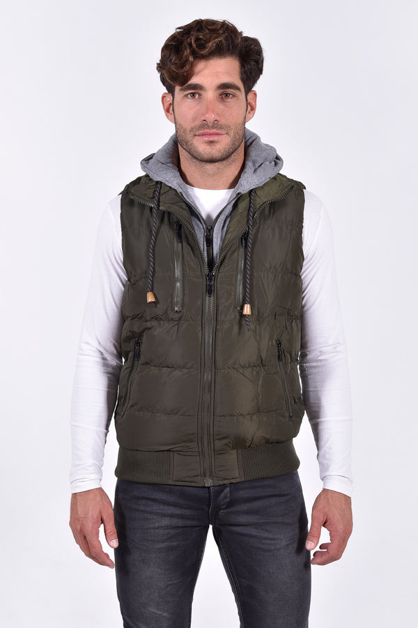 Ανδρικό Αμάνικο Μπουφάν Στενή Γραμμή Λαδί