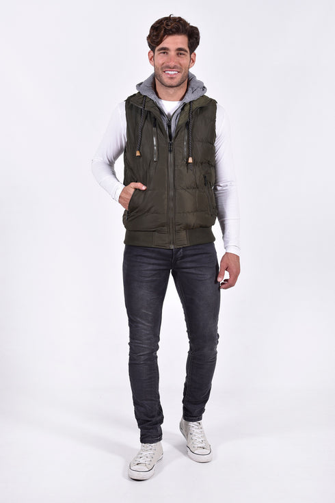 Ανδρικό Αμάνικο Μπουφάν Στενή Γραμμή Λαδί